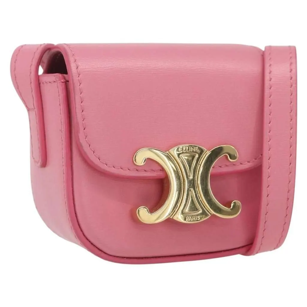 Celine Triomphe Shoulder Bag Pink Leather Good - Front View