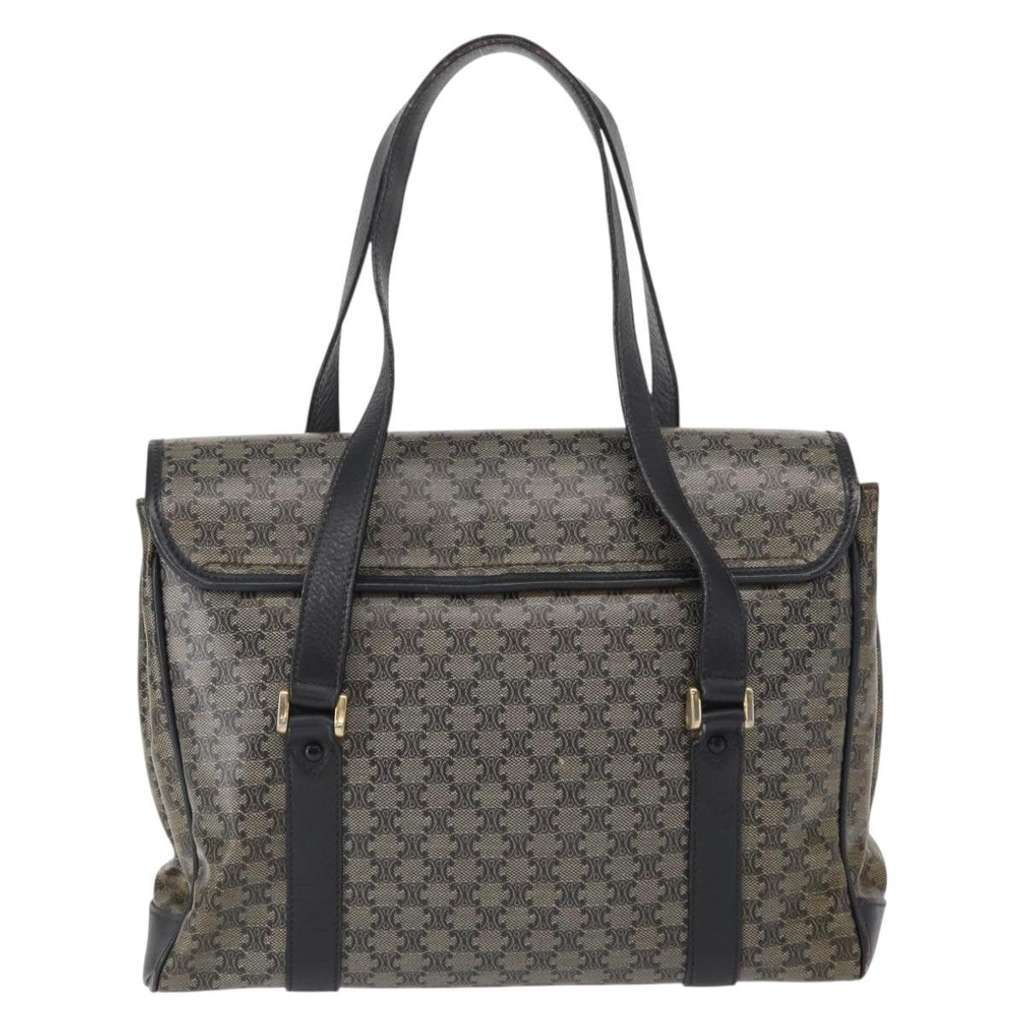 Celine Vintage Macadam Shoulder Bag Black Canvas Good condition - Back View