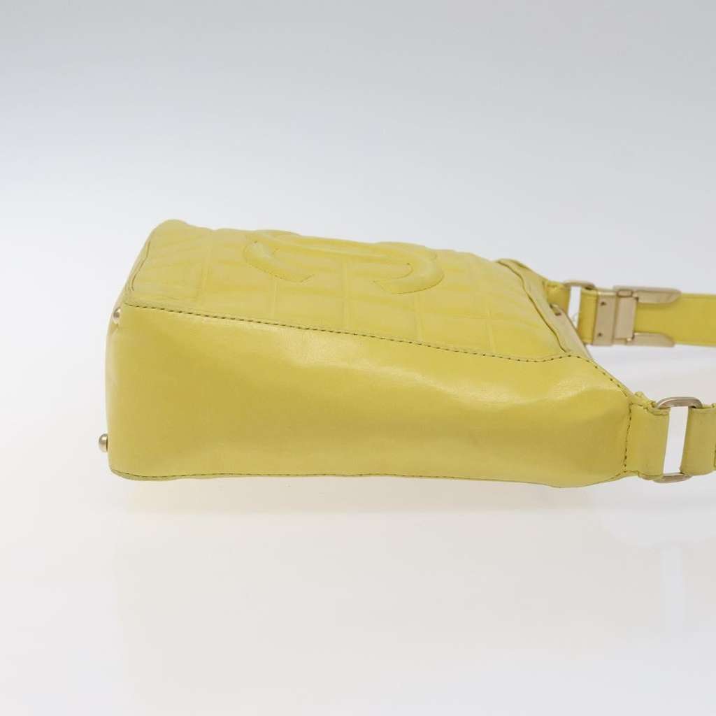 Chanel Chocolate Bar CC Shoulder Bag Yellow Leather Good condition - Inside View