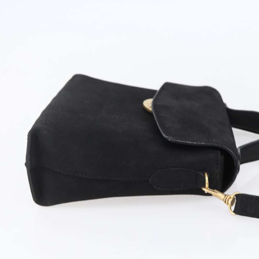 Celine Circle Logo Shoulder Bag Black Leather Good condition - Model View