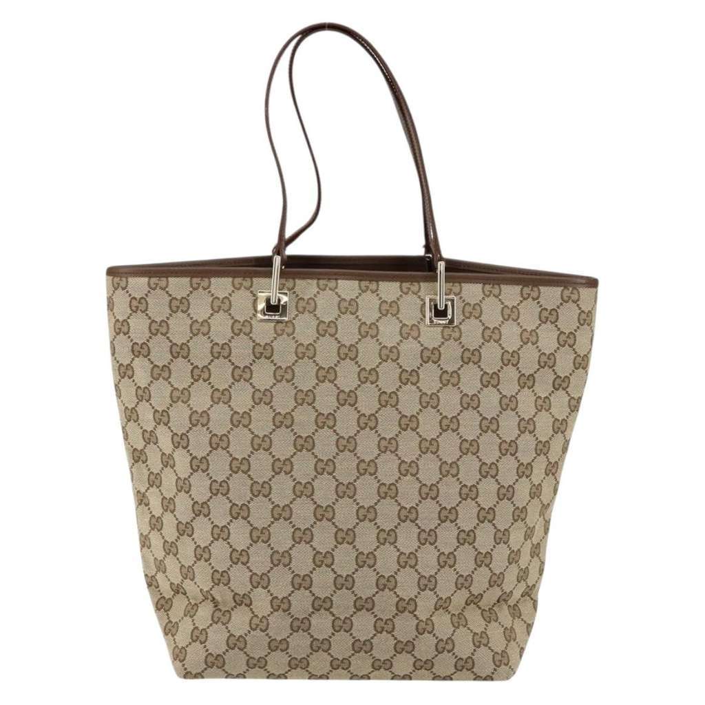 Gucci Vintage Bucket Shopping Tote Beige Canvas Good condition - Back View