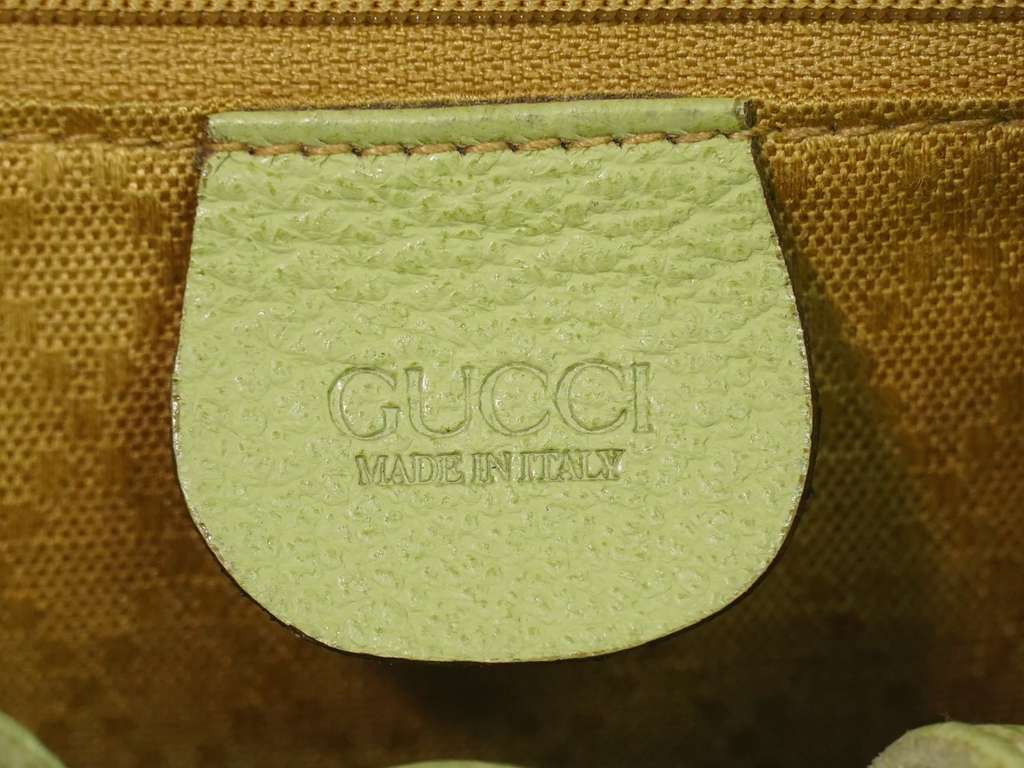 Gucci Vintage Bamboo Backpack Green Suede Fair condition - Box View