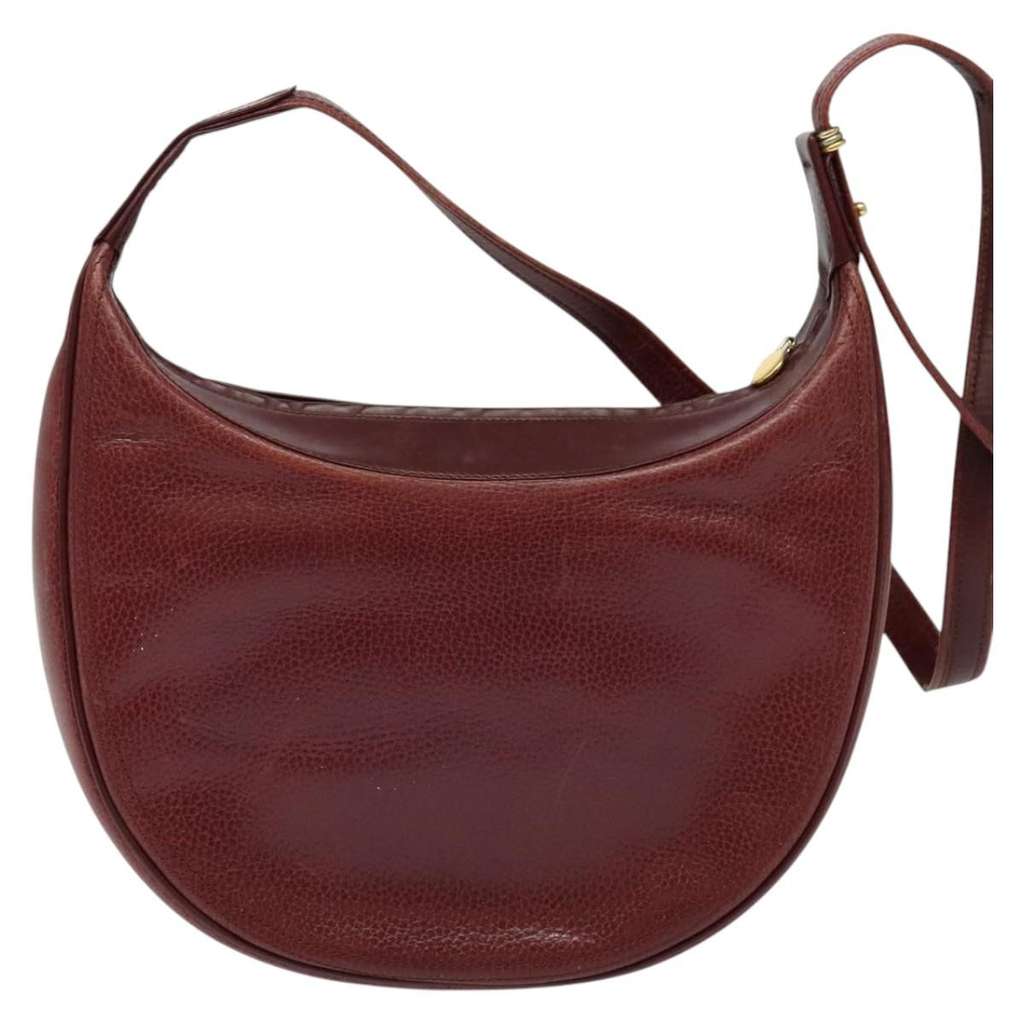 Cartier Must de Cartier Shoulder Bag Burgundy Leather Good condition - Back View