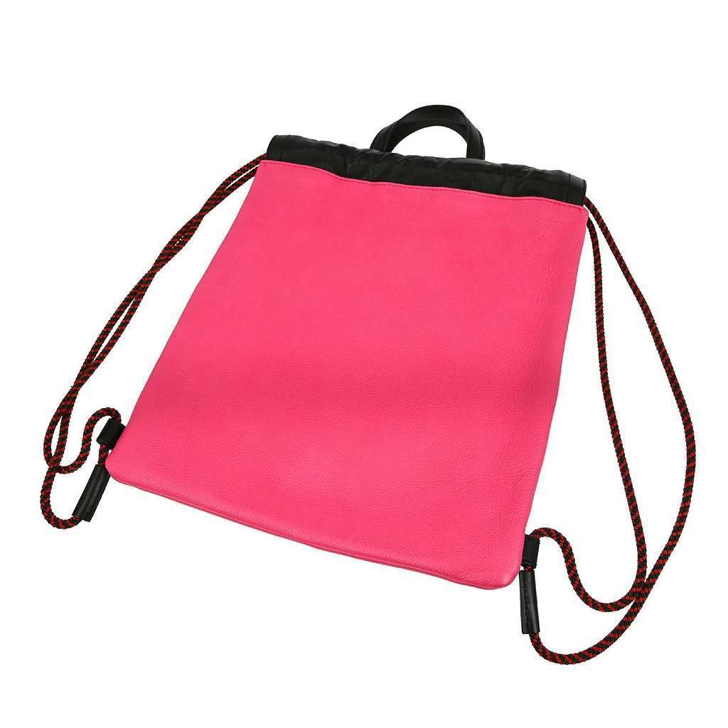 Gucci Logo Drawstring Backpack Pink Leather Good condition - Back View