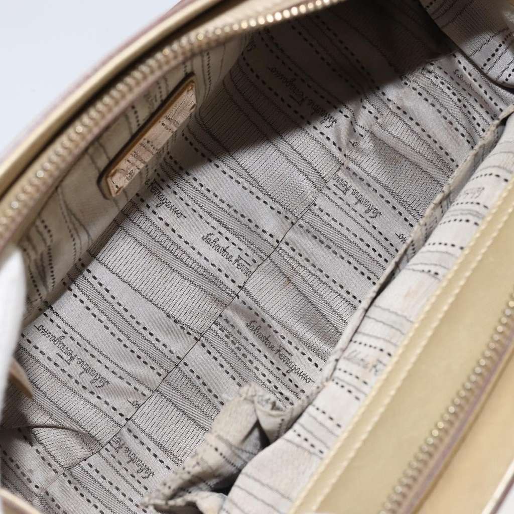 Salvatore Ferragamo Gancini handbag Gold Leather Good condition - Box View