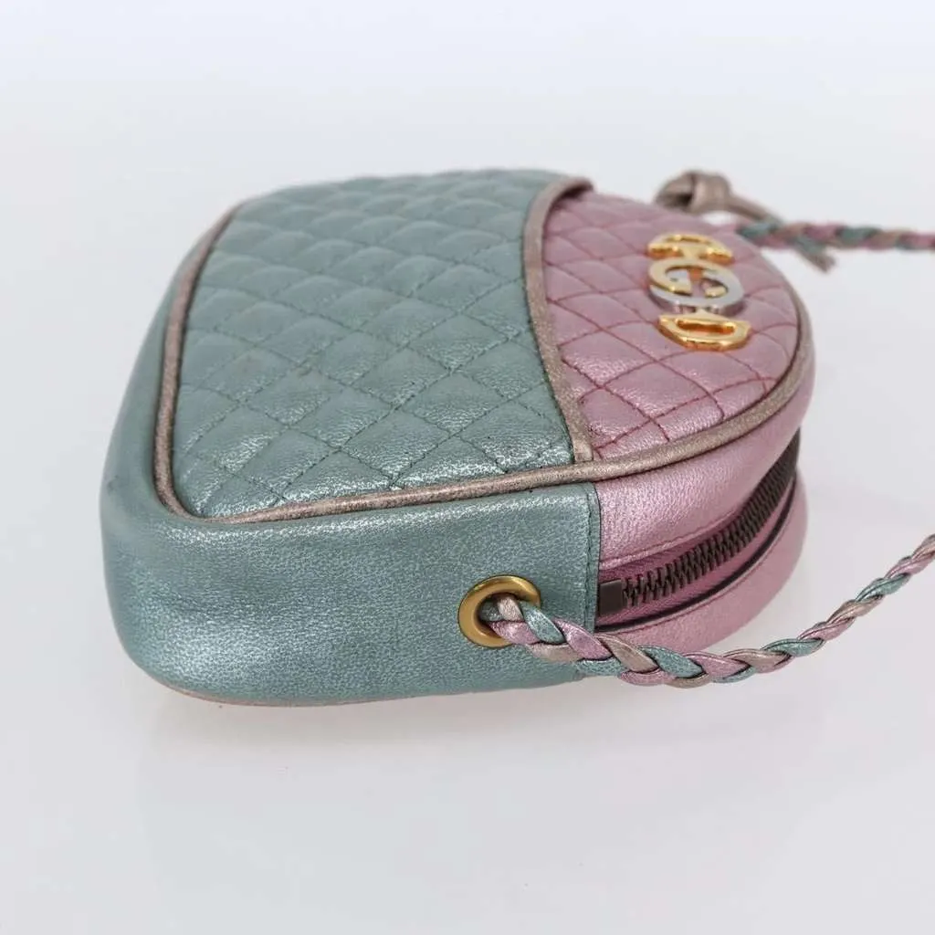 Gucci Trapuntata Camera Shoulder Bag Blue Leather Good - Model View