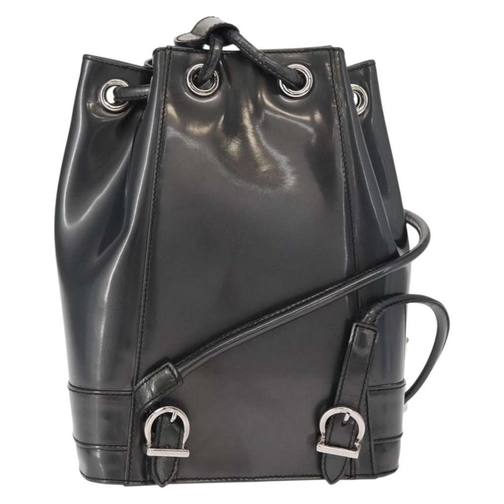 Salvatore Ferragamo Vala Backpack Black Leather Good condition - Back View