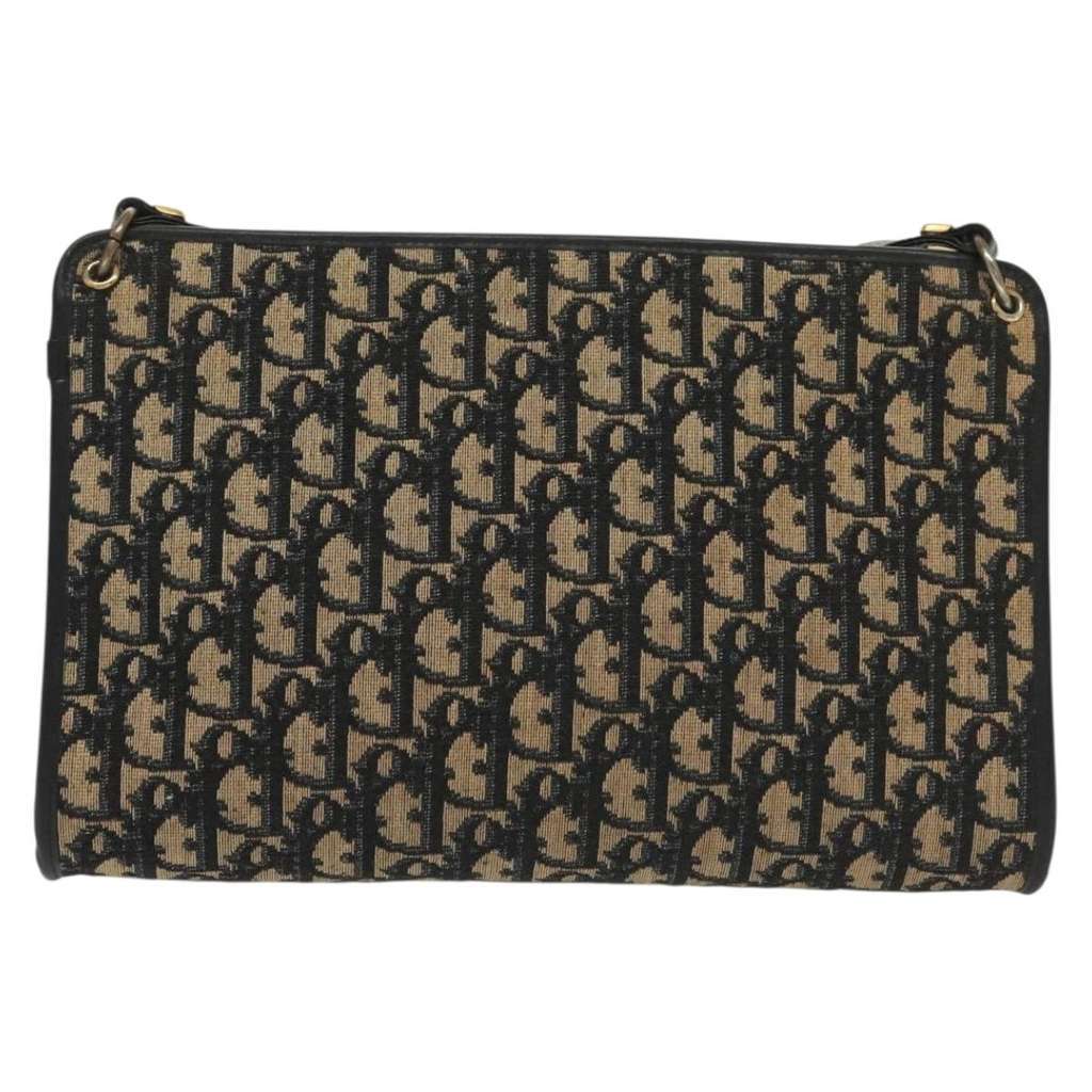 Christian Dior Vintage Trotter Shoulder Bag Navy Canvas Good condition - Back View