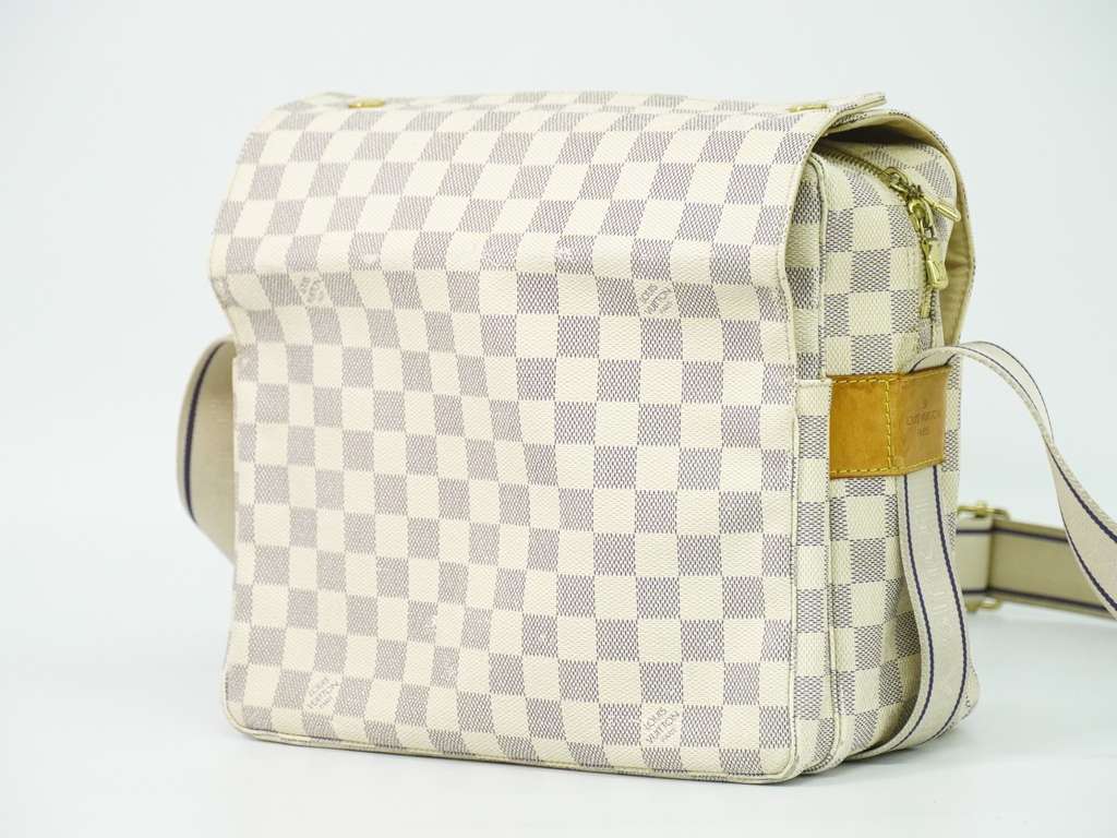 Louis Vuitton Naviglio Handbag White Canvas Fair condition - Back View