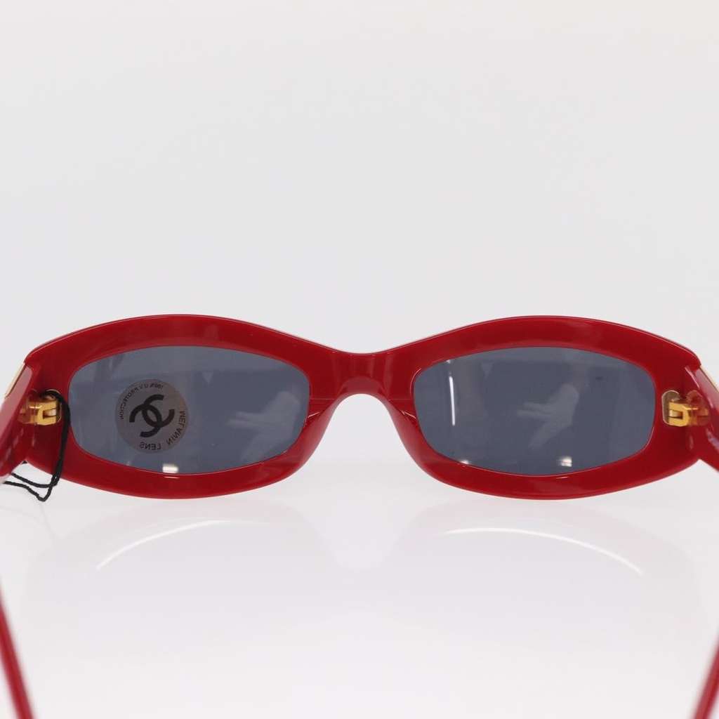 Chanel Logo CC Sunglasses Red Plastic Good condition - Back View