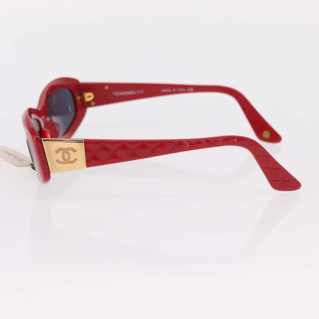 Chanel Logo CC Sunglasses Red Plastic Good condition - Inside View