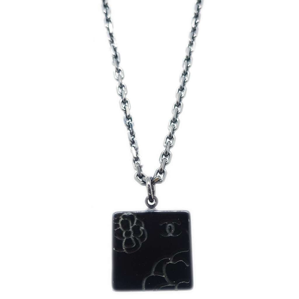 Chanel Square CC Pendant Black Plastic Good condition - Back View