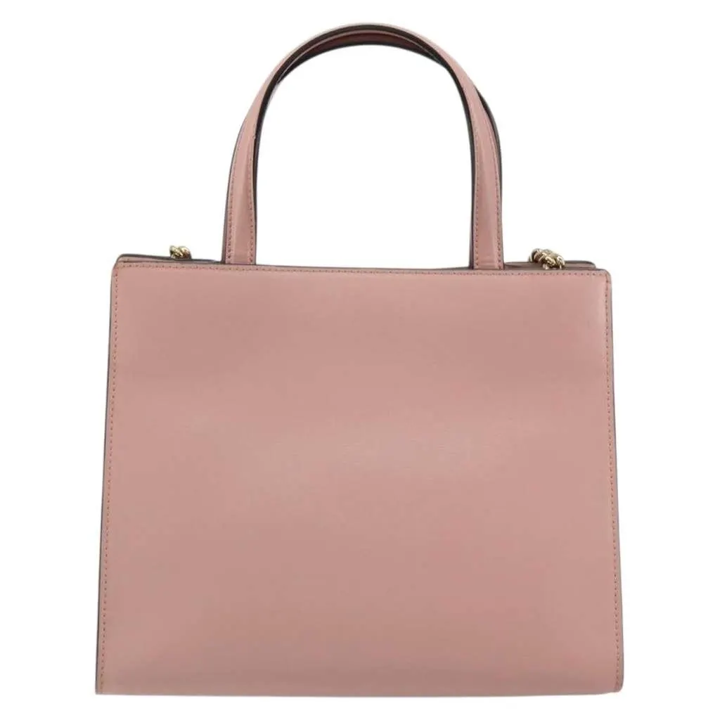 Salvatore Ferragamo Vara Bow Top Handle Convertible Tote Pink Leather Good - Back View