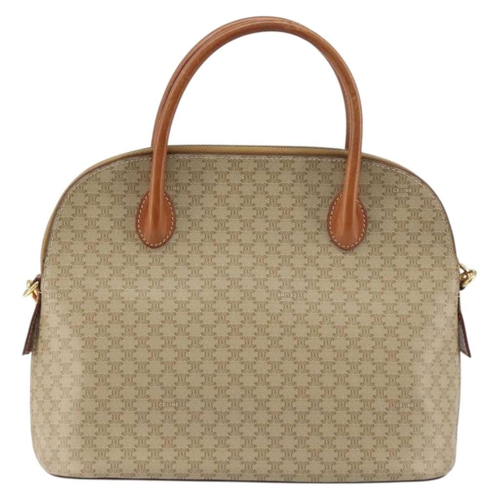 Celine Vintage Macadam Handbag Beige Canvas Good condition - Back View