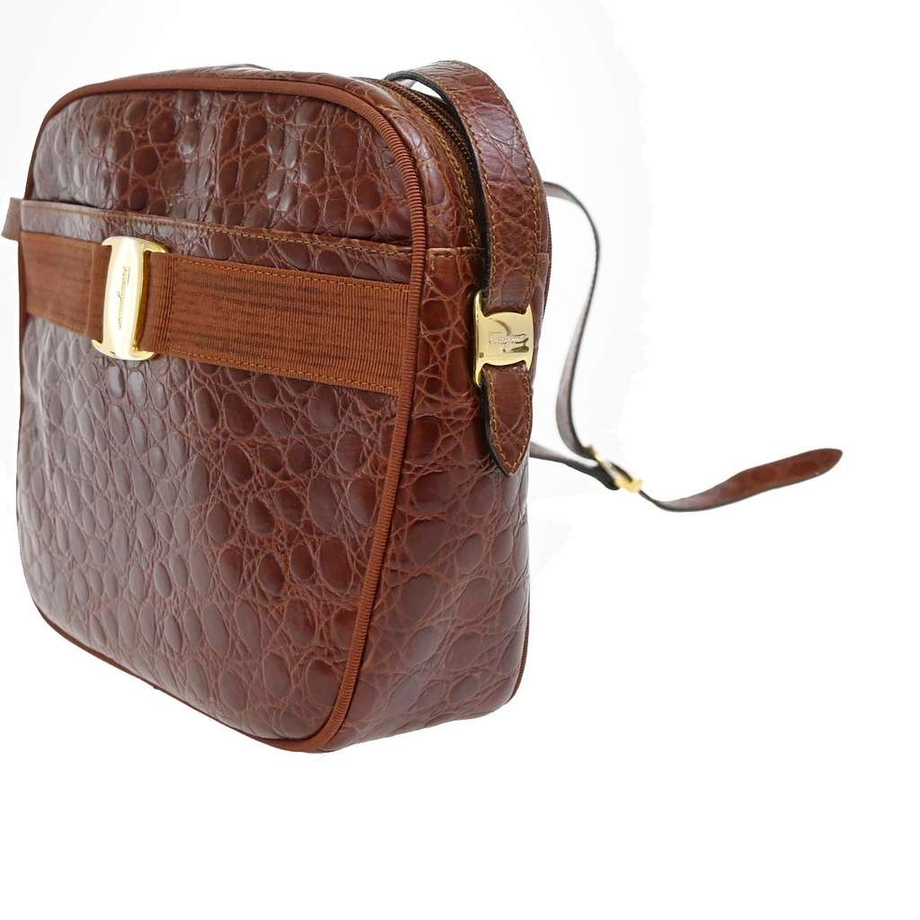 Salvatore Ferragamo Vala Shoulder Bag Brown Leather Good condition - Inside View