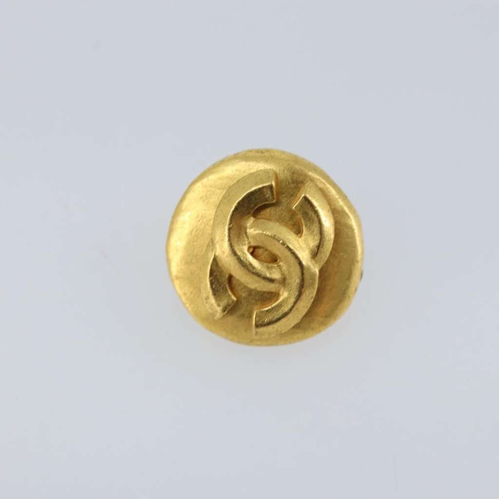 Chanel Vintage CC Round Clip-On Earrings Gold Good condition - Back View