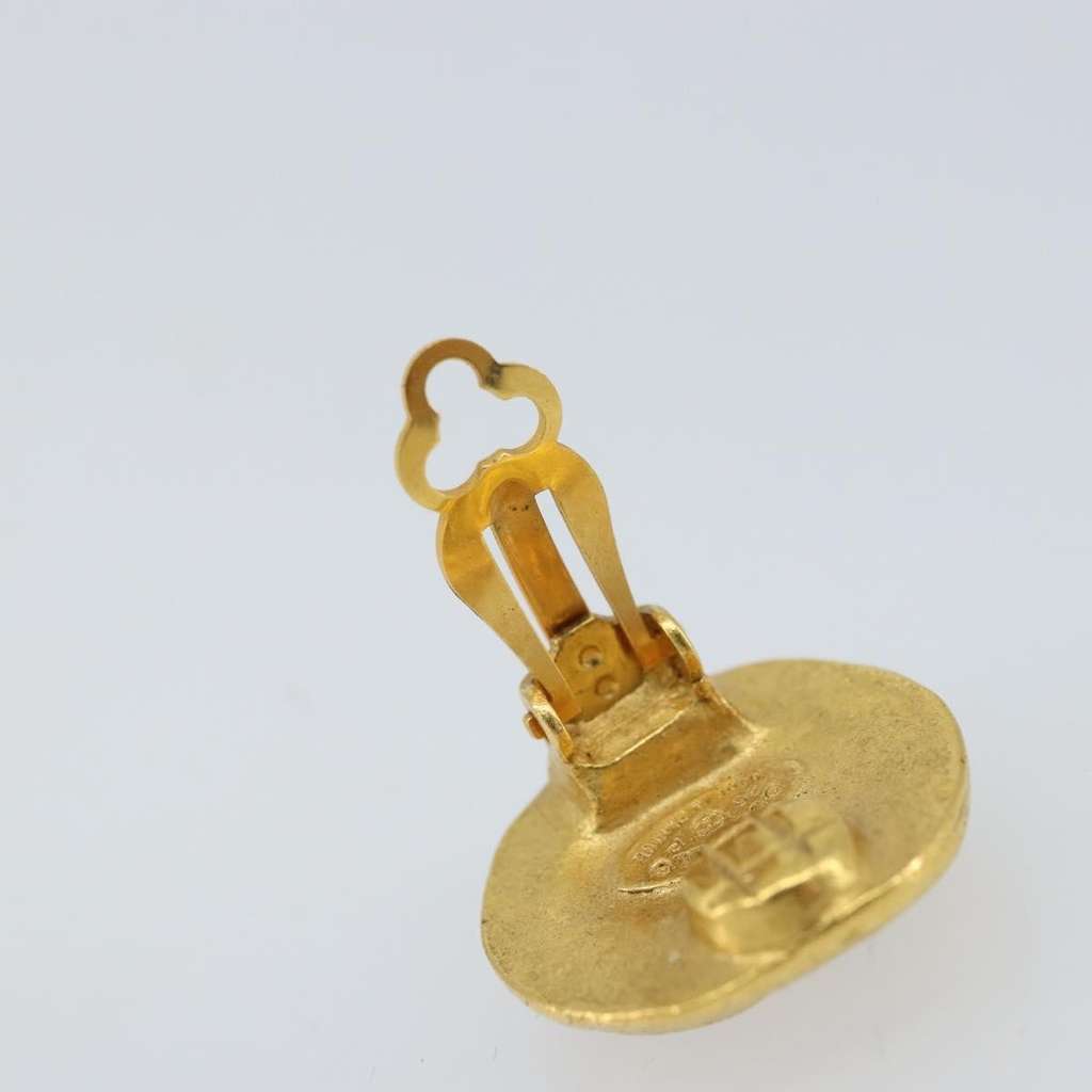 Chanel Vintage CC Round Clip-On Earrings Gold Good condition - Box View