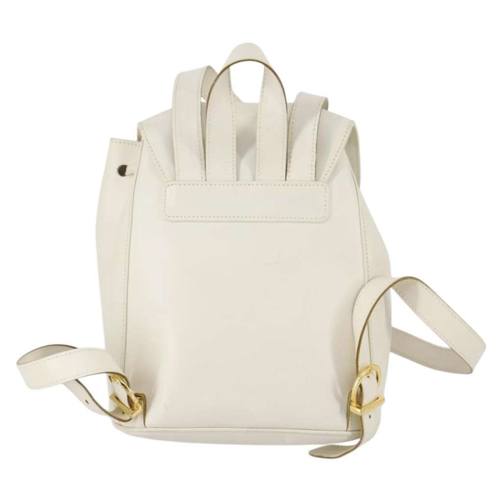 Salvatore Ferragamo Gancini Backpack White Leather Good condition - Back View