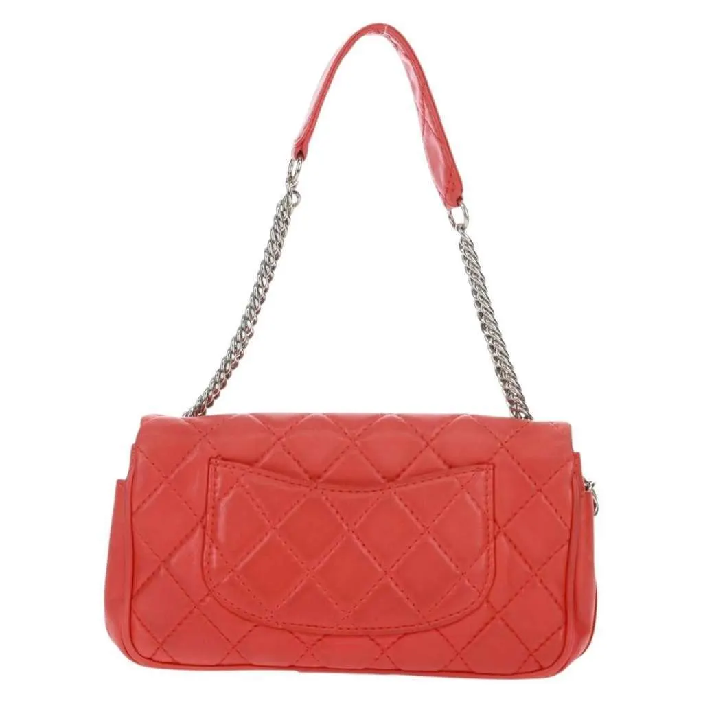 Chanel Icons Secret Label Flap Bag Red Leather Good - Back View