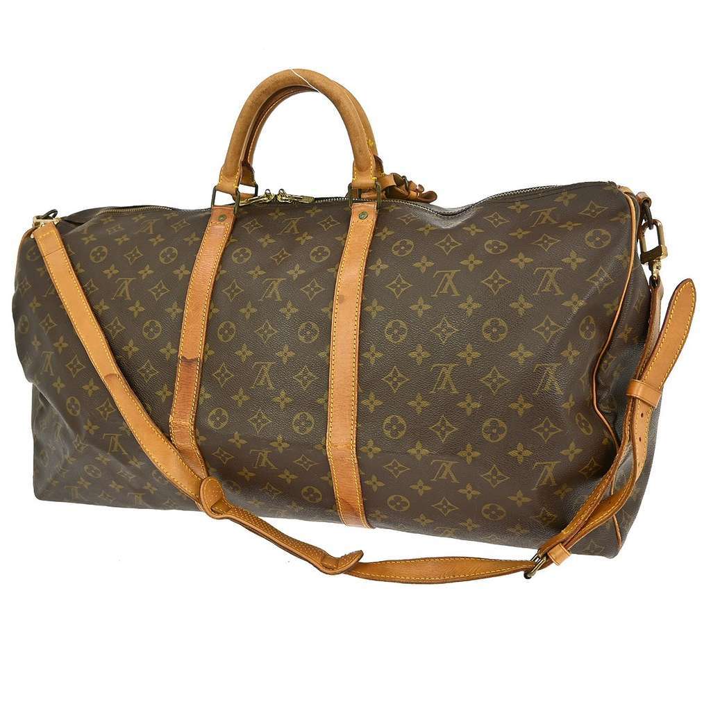 Louis Vuitton Keepall Bandouliere Bag Brown Canvas Fair condition - Back View