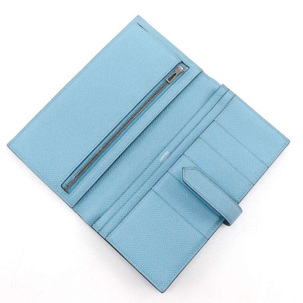 Hermès Bearn Wallet Blue Leather Good condition - Model View