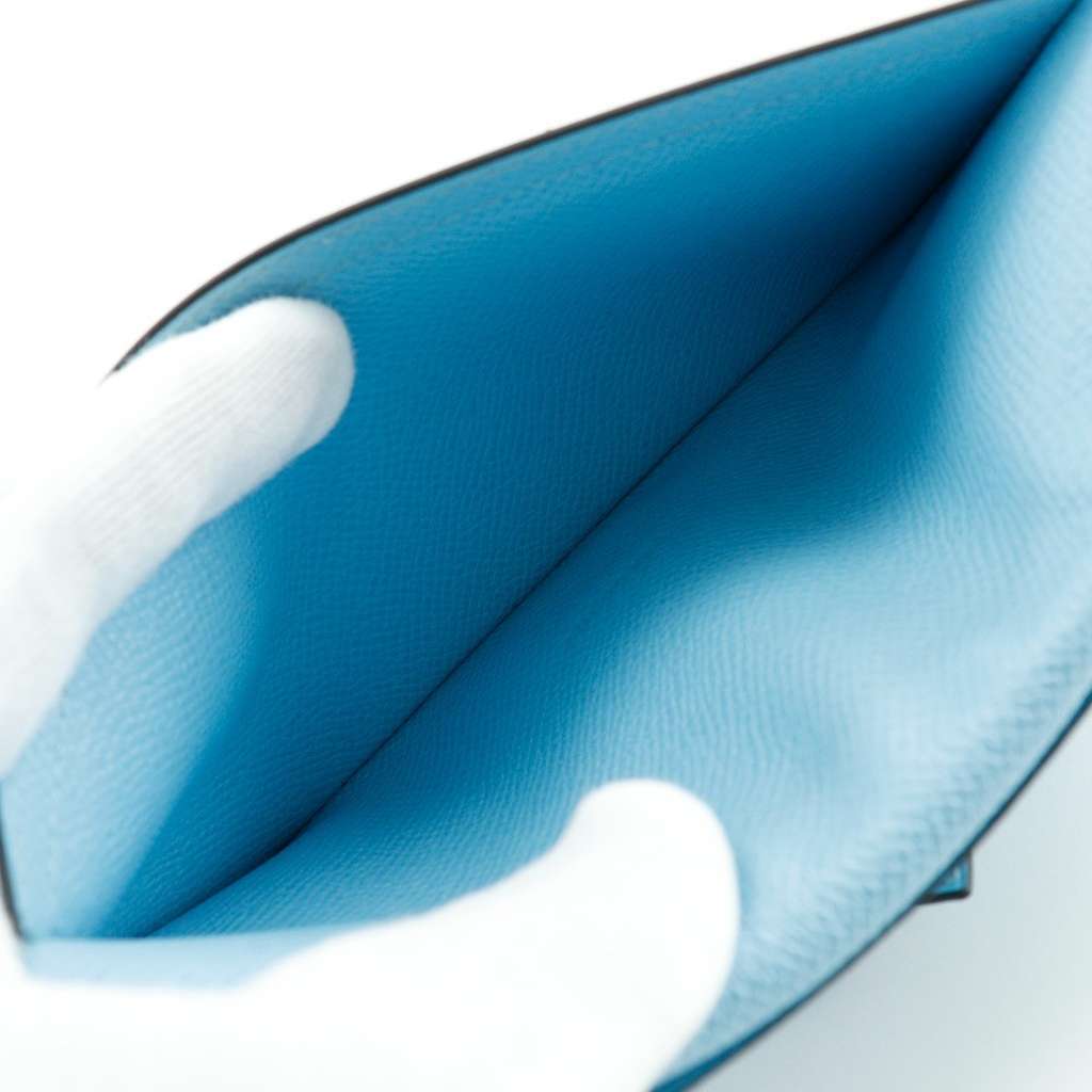 Hermès Bearn Wallet Blue Leather Good condition - Box View