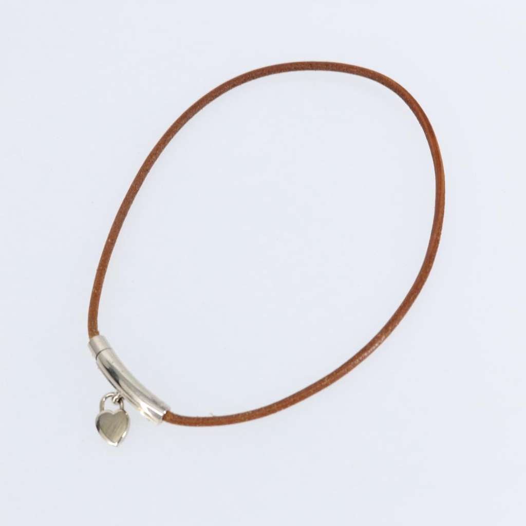 Hermès Annee Mediterranee Cadena Charm Necklace Metal and Brown Leather Good condition - Back View