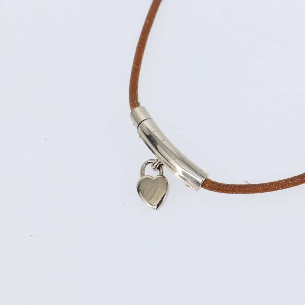 Hermès Annee Mediterranee Cadena Charm Necklace Metal and Brown Leather Good condition - Box View