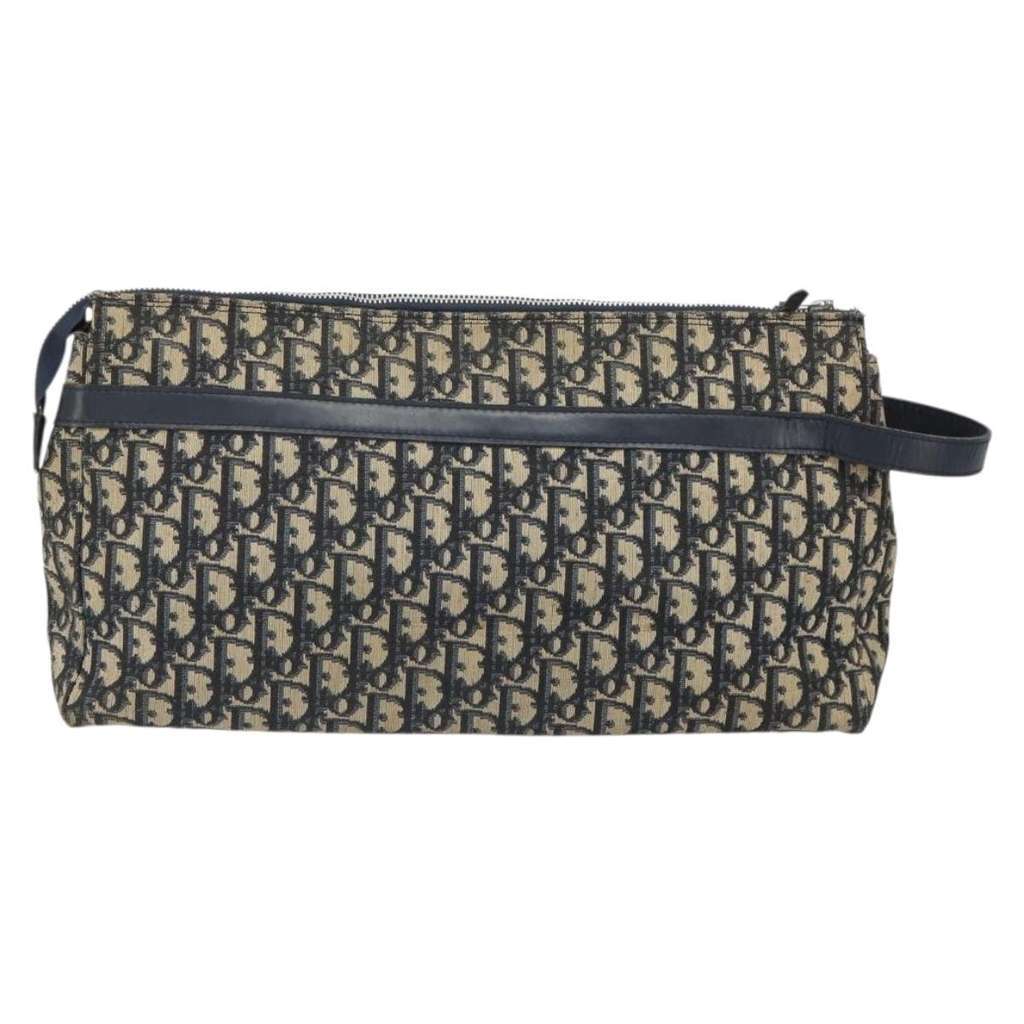 Christian Dior Vintage Zip Pochette Navy Canvas Fair condition - Back View