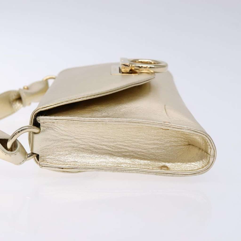 Salvatore Ferragamo Gancini Shoulder Bag Gold Leather Good condition - Model View