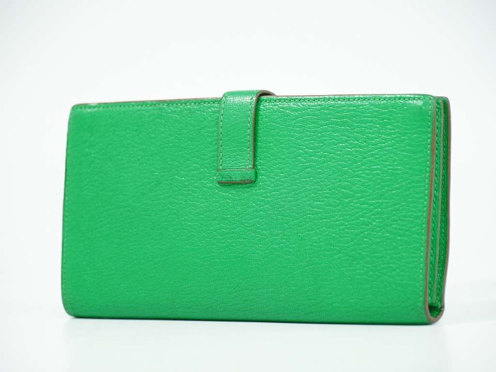 Hermès Bearn Wallet Green Leather Good condition - Back View