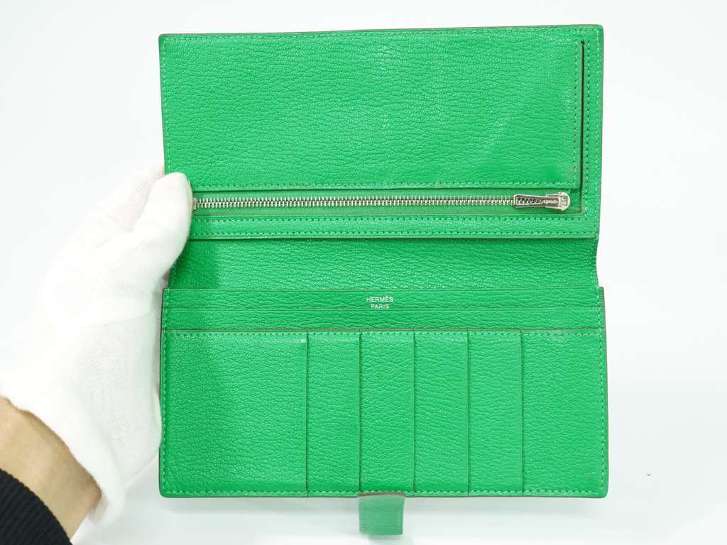Hermès Bearn Wallet Green Leather Good condition - Model View