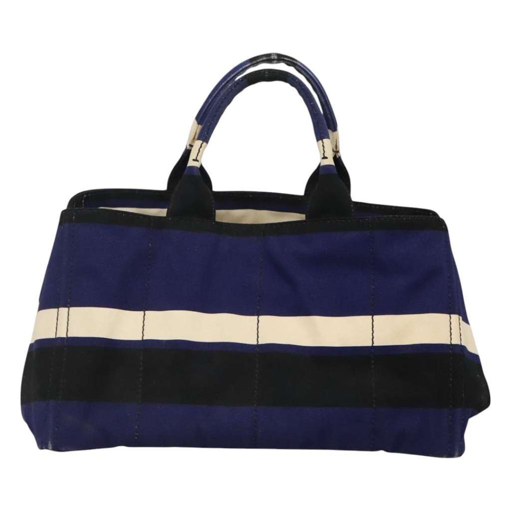 Prada Canapa Open Tote Blue Canvas Good condition - Back View