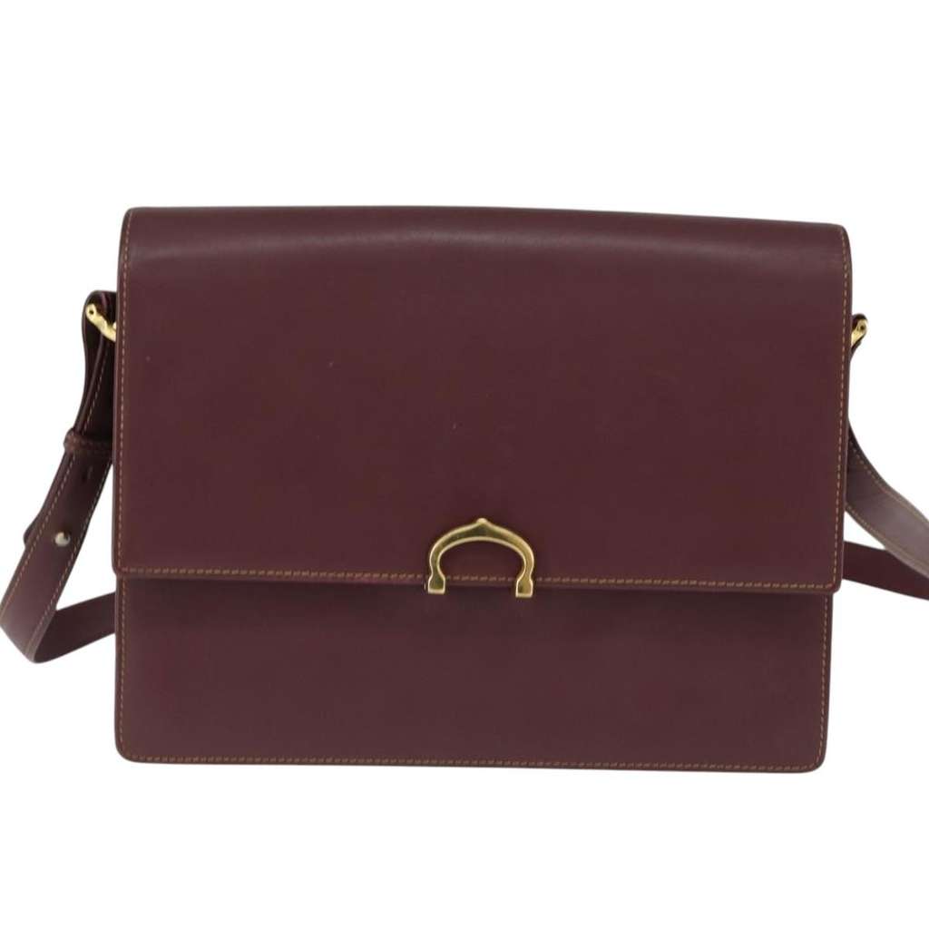 Cartier Must de Cartier Shoulder Bag Burgundy Leather Good condition - Back View