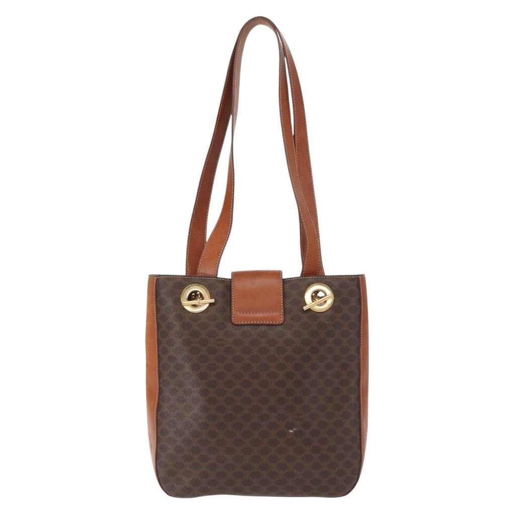 Celine Vintage Macadam Shoulder Bag Brown Canvas Good condition - Back View