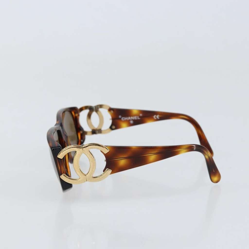 Chanel Logo CC Sunglasses Brown Plastic Good condition - Inside View