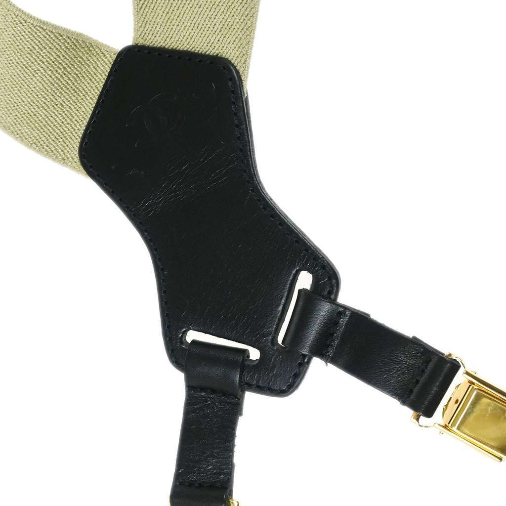 Chanel Logo Suspenders Beige Canvas Good condition - Model View