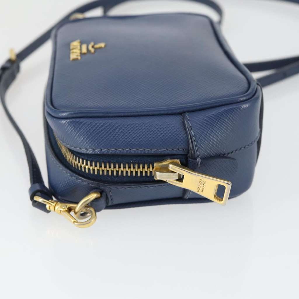 Prada Zip Crossbody Bag Navy Leather Good condition - Model View