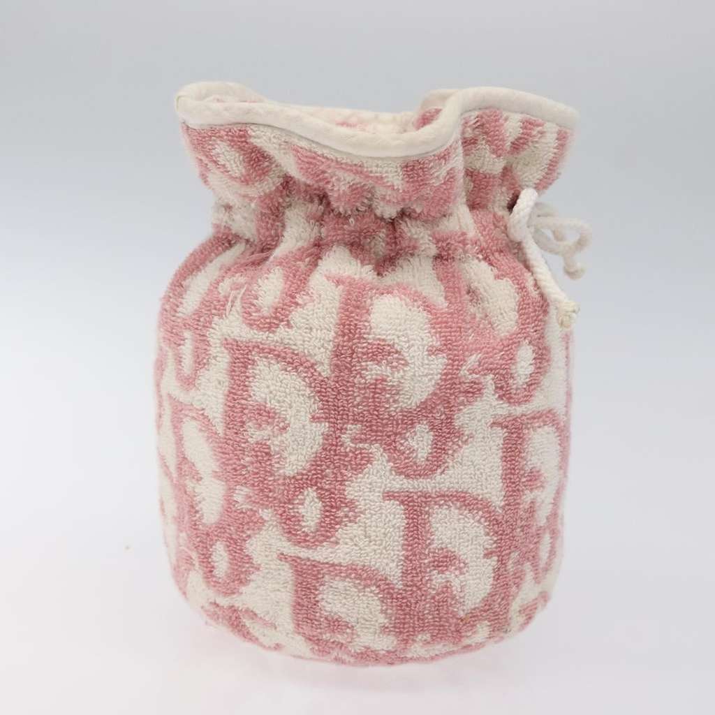 Christian Dior Vintage Trotter Pouch Pink Cotton Good condition - Model View