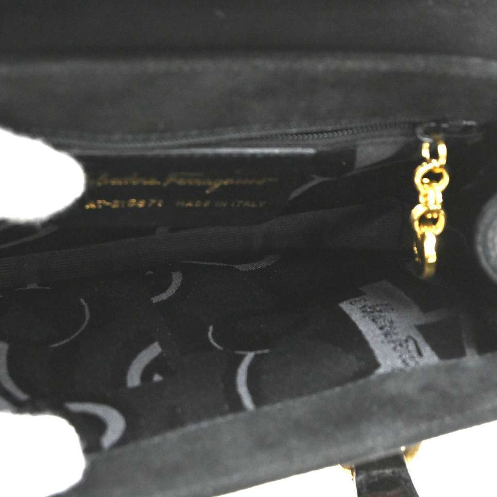 Salvatore Ferragamo Gancini handbag Black Suede Good condition - Box View