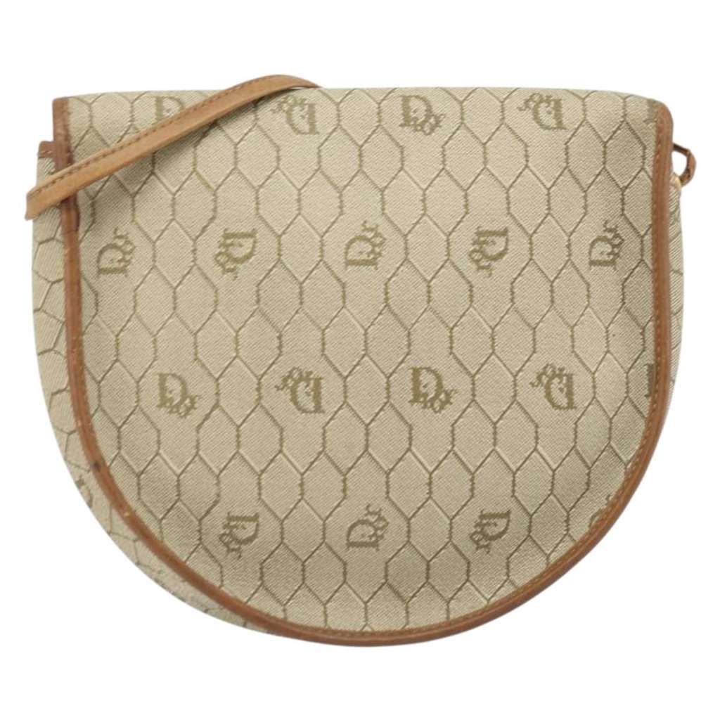Christian Dior Vintage Honeycomb Shoulder Bag Beige Canvas Good condition - Back View