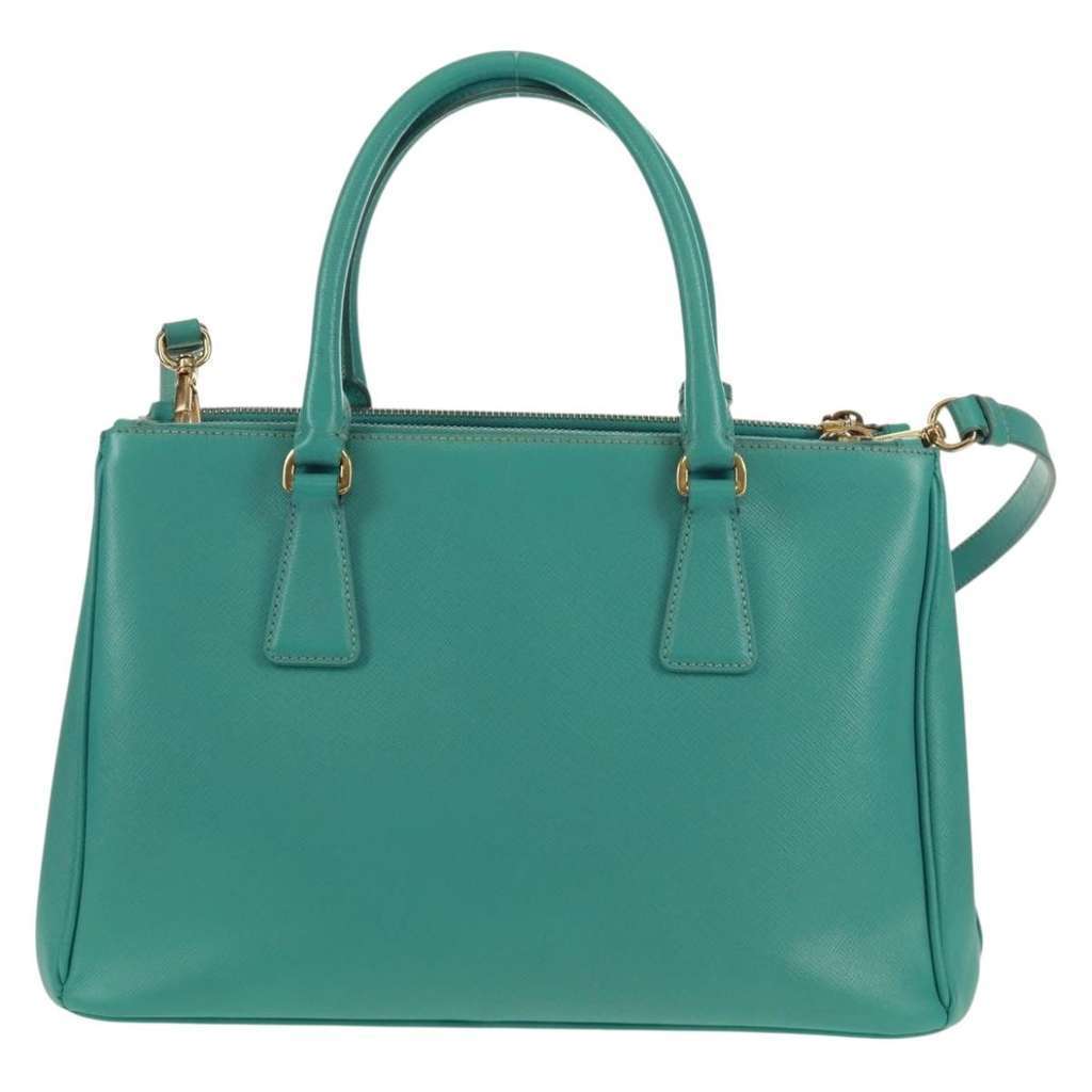 Prada Galleria Double Zip Tote Green Leather Good condition - Back View