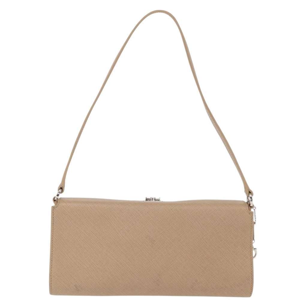 Salvatore Ferragamo Gancini Shoulder Bag Beige Leather Good condition - Back View