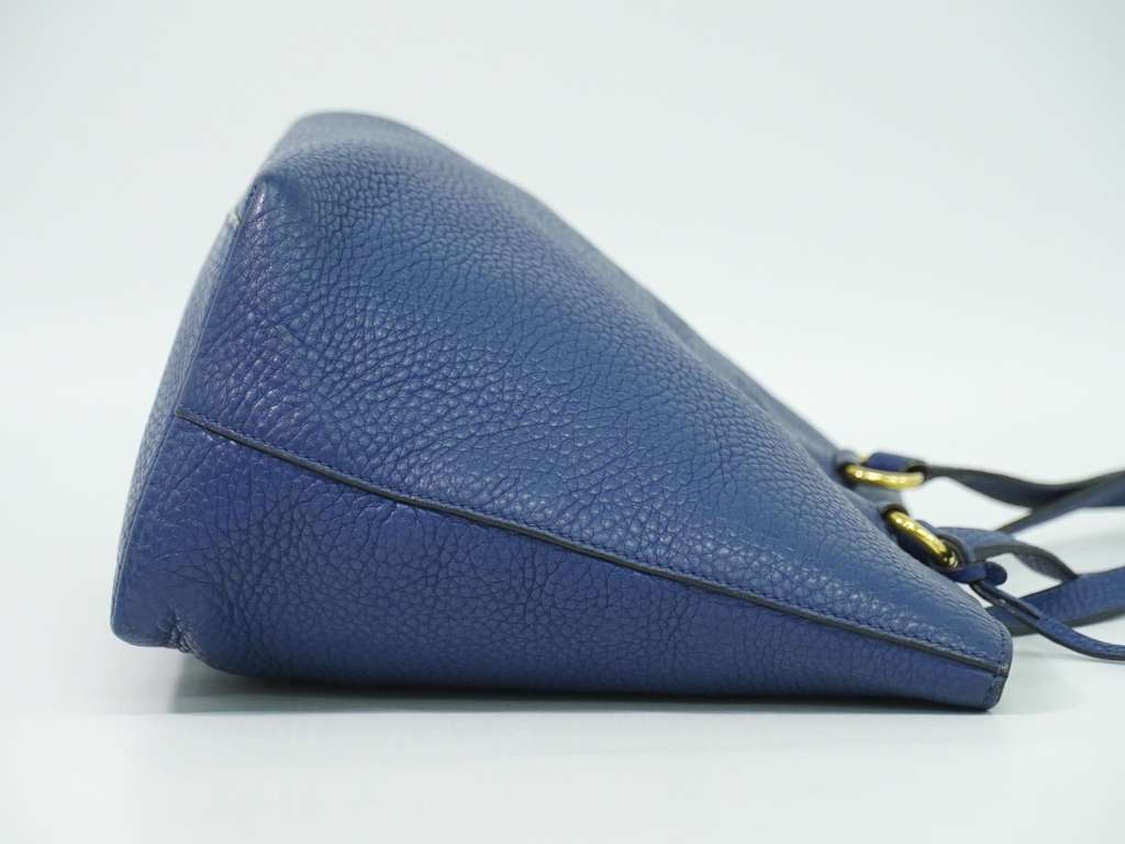 Prada Embossed Logo Open Tote Blue Leather Fair condition - Inside View