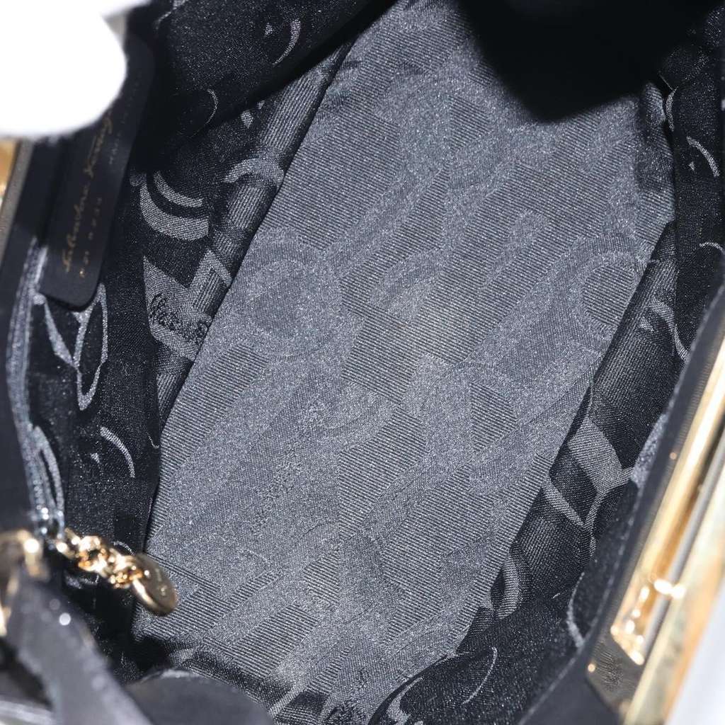 Salvatore Ferragamo Gancini Shoulder Bag Black Leather Good condition - Box View