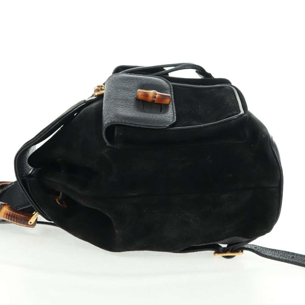 Gucci Vintage Bamboo Backpack Black Suede Fair condition - Inside View