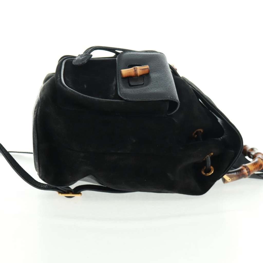 Gucci Vintage Bamboo Backpack Black Suede Fair condition - Model View