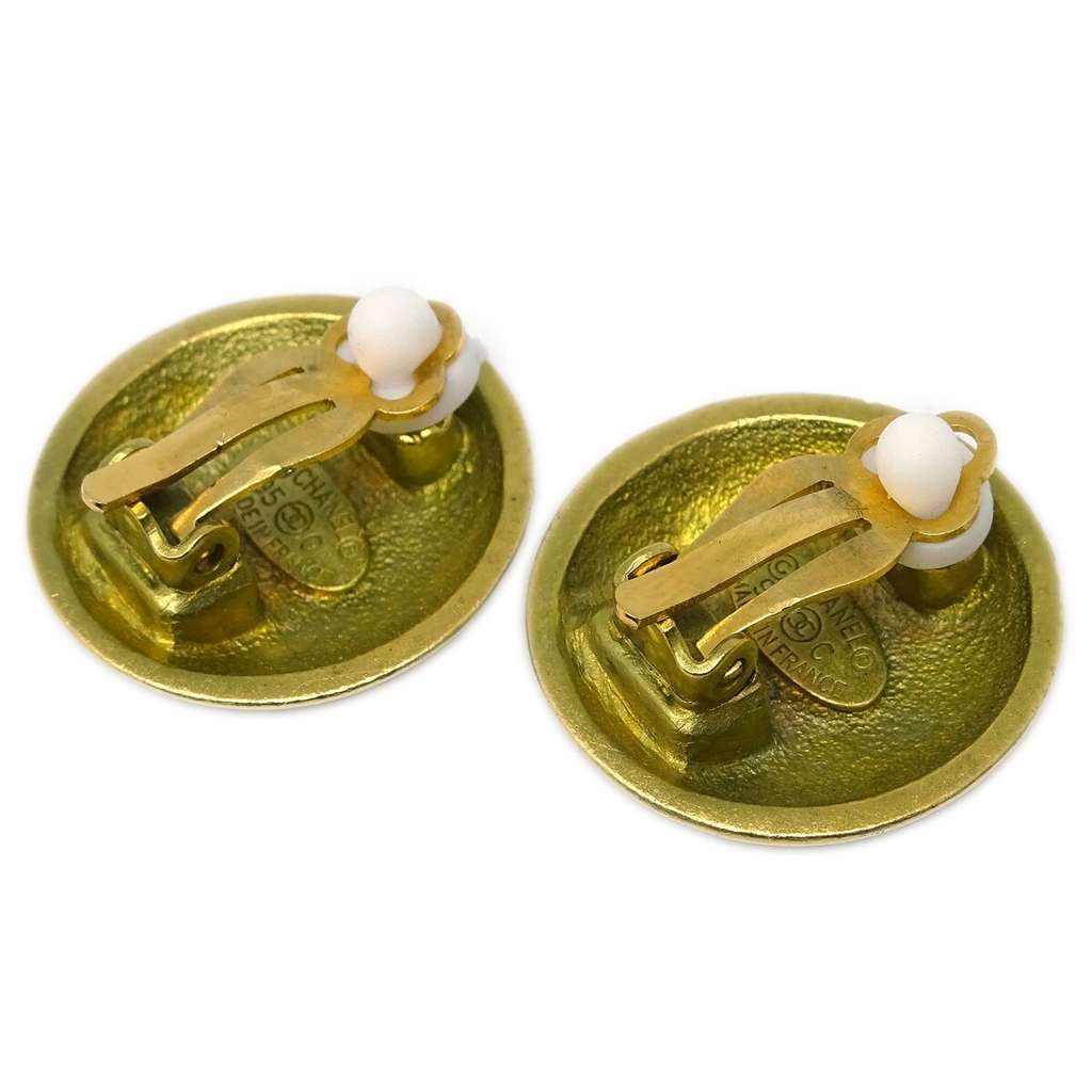 Chanel Vintage CC Round Clip-On Earrings Gold Good condition - Inside View