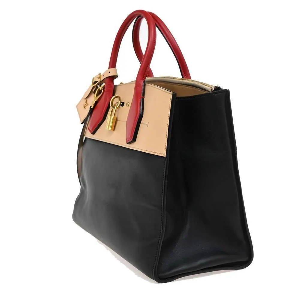 Louis Vuitton City Steamer Handbag Black Leather Good - Inside View