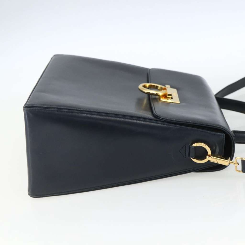 Salvatore Ferragamo Gancini Convertible Top Handle Bag Navy Leather Good condition - Model View